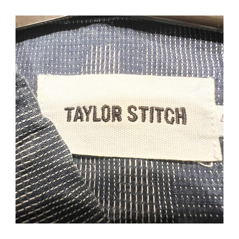 Taylor Stitch Mens Size 40 Blue Camo Cotton Short Sleeve Button Down Preppy - Picture 10 of 12